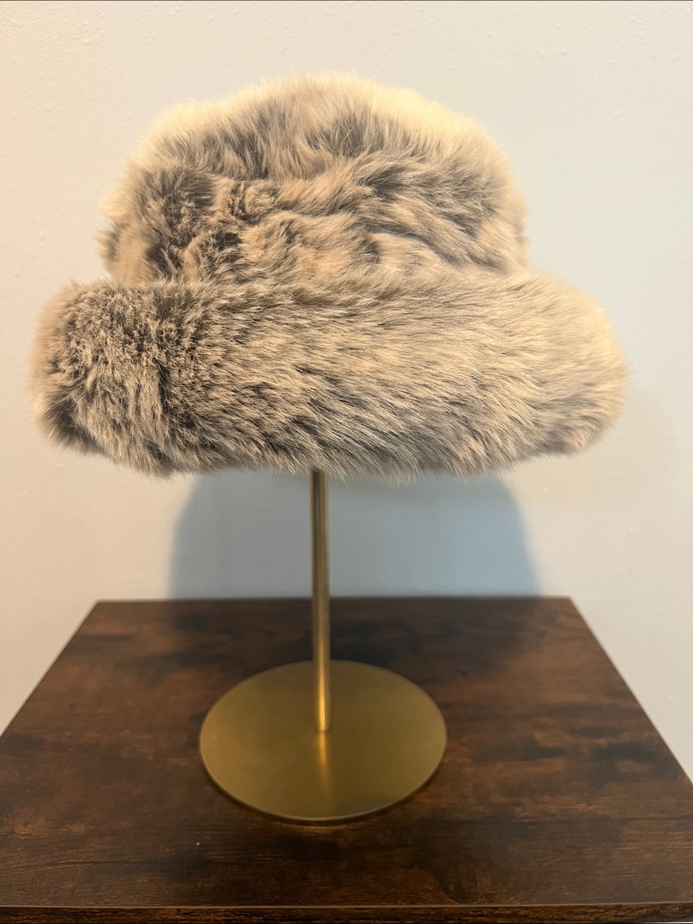 Faux Fur Bucket Hat - Taupe